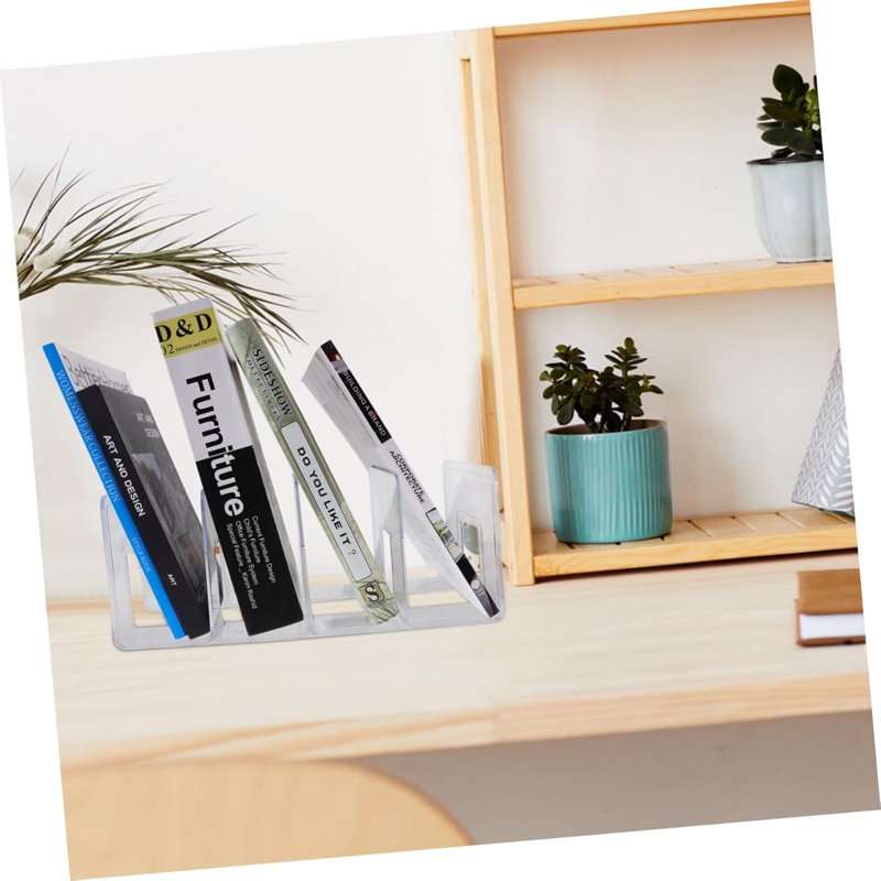 Clear Acrylic File Organizer with 4 Slots - Desk & Office Document Storage