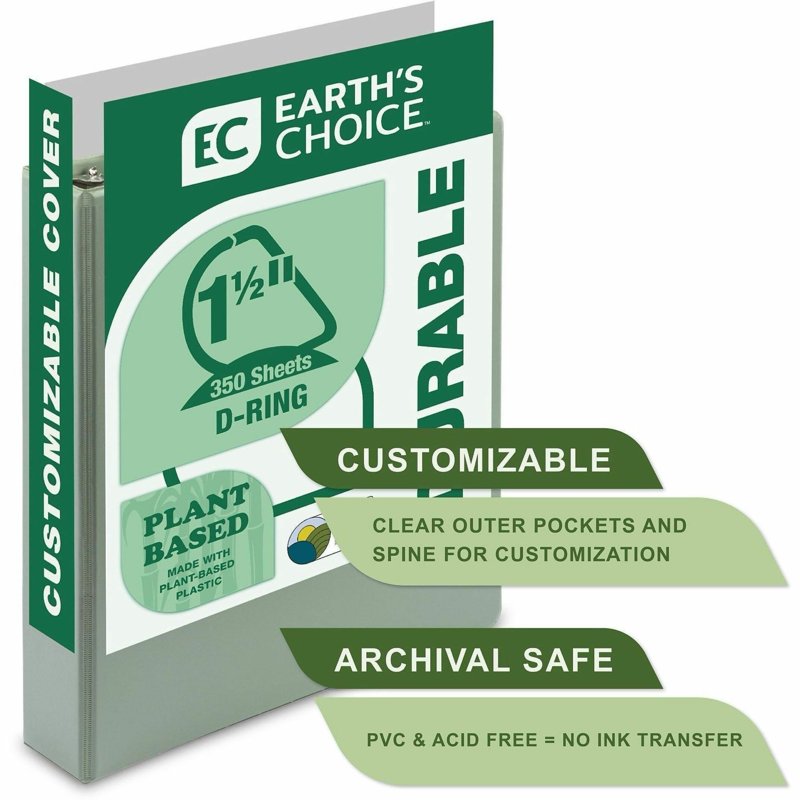 Durable 2 Inch Plant-Based View Binder Set - Assorted 4 Pack