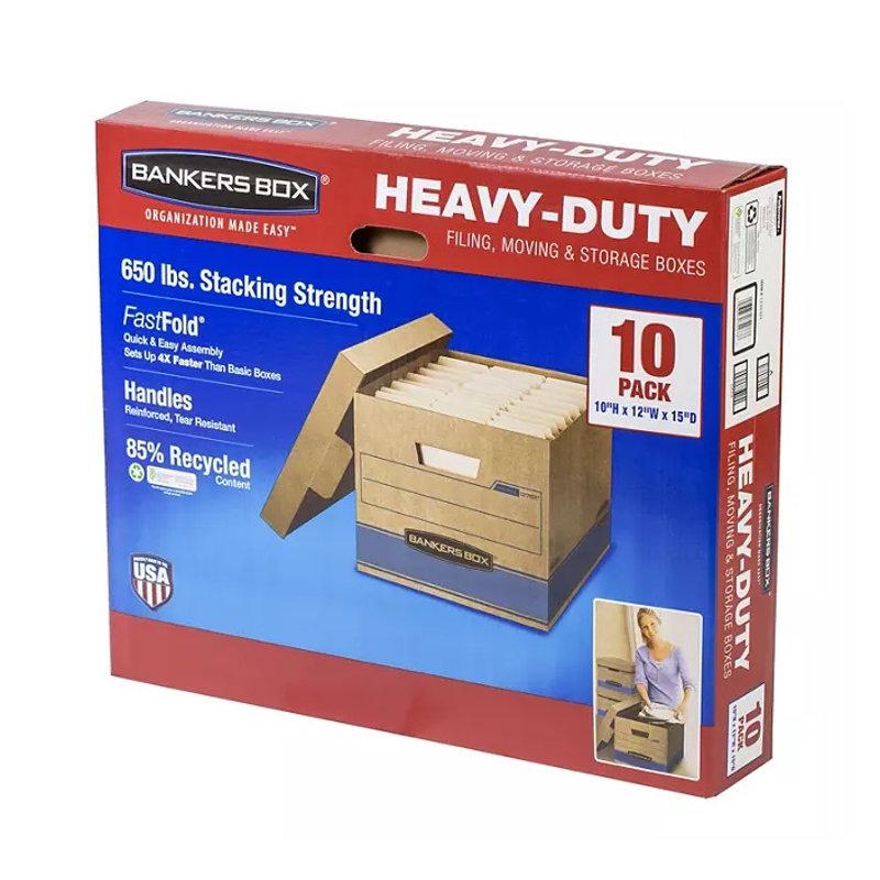 Heavy Duty Storage Boxes 10x12x15 Inches - Pack of 10 for Home & Office Organization