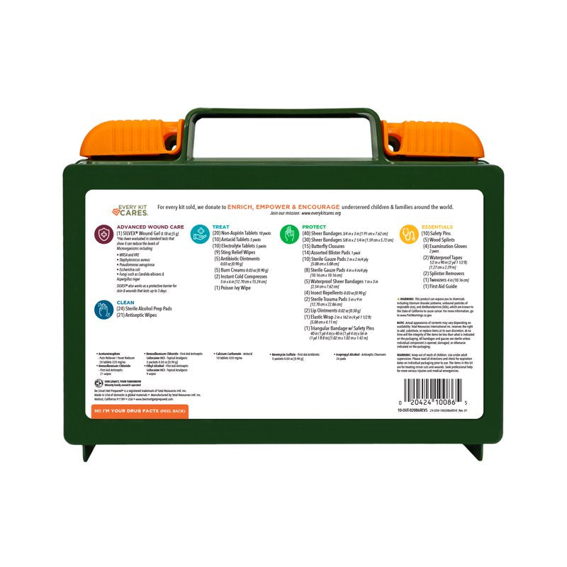 Outdoor First Aid Kit with 265 Pieces and Nano Silver Gel for Camping and Hiking