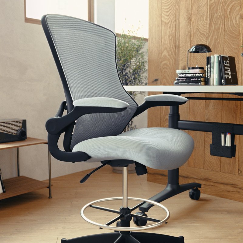 Ergonomic Drafting Chair with Mesh Back and Adjustable Foot Ring