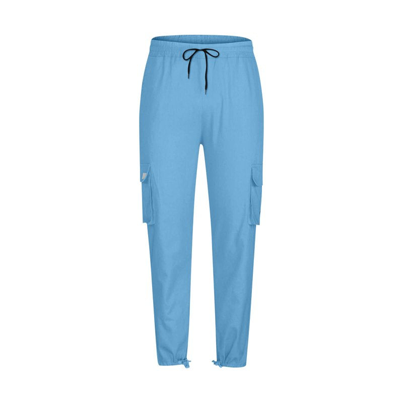 Men's Big & Tall Cargo Pants with Cotton Fabric and Elastic Waist