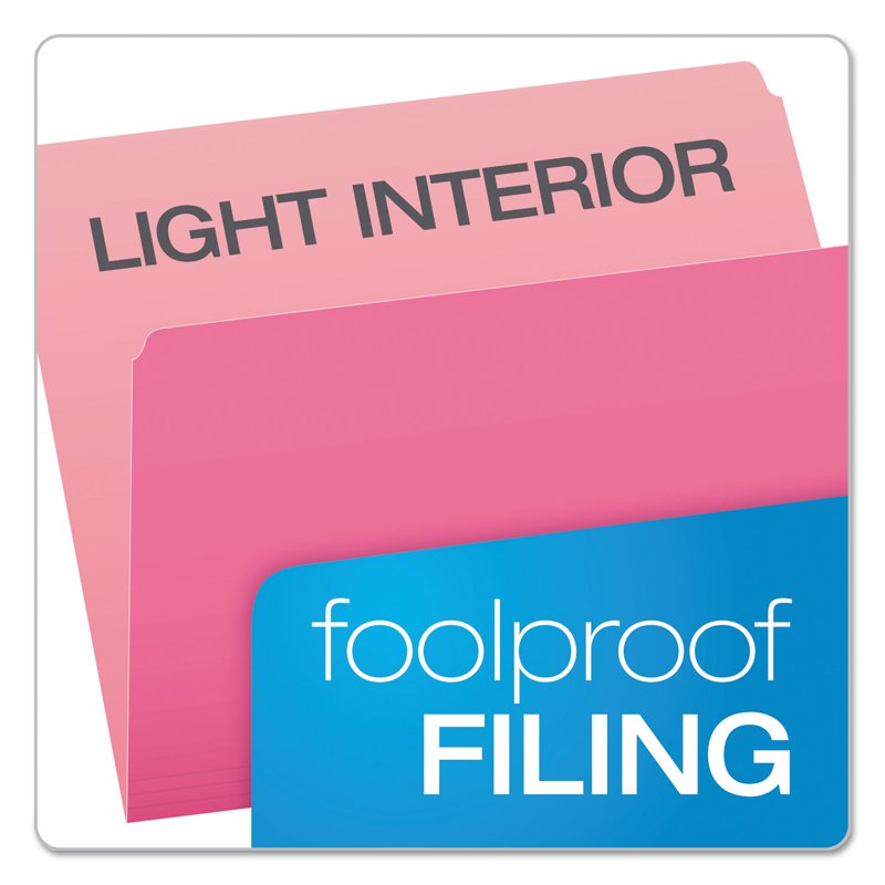 Office File Folders Two-Tone Top Tab Letter Size Pink/Light Pink 100 Pack