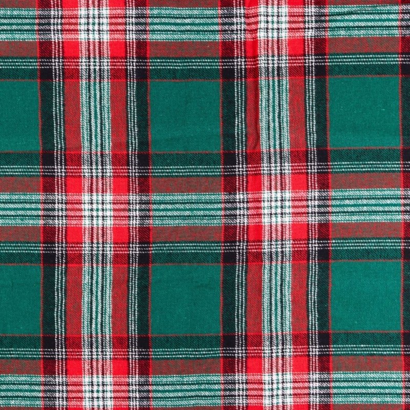 Red Green Plaid Flannel Fabric 1.5 Yards - Cotton for Crafts & Sewing