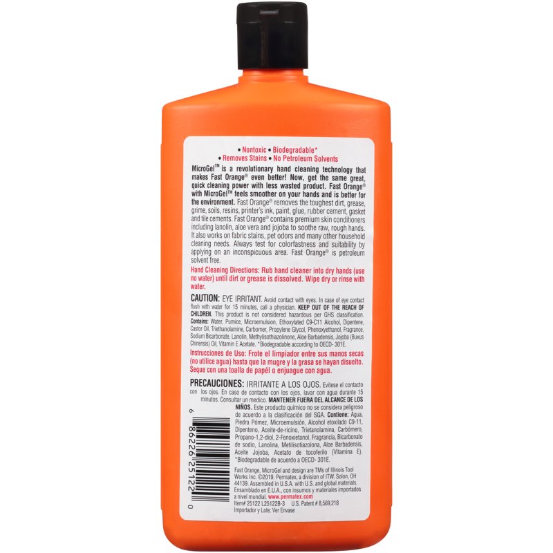 (2 Pack) Fast Orange Micro Gel Pumice Hand Cleaner - Orange Scented, 15 oz - Permatex