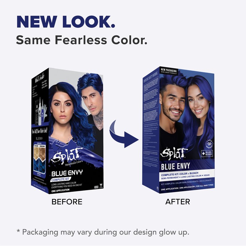 Semi-Permanent Hair Color Kit with Bleach - Blue Envy, Vegan & Nourishing