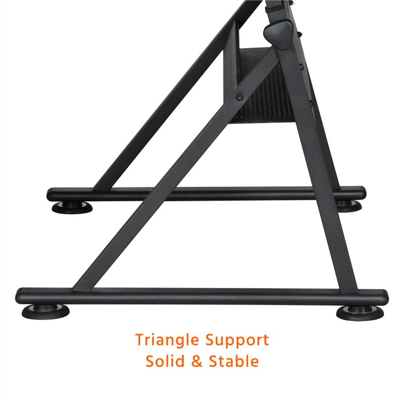 Adjustable Height Drafting Table and Stool Set with Storage - Black
