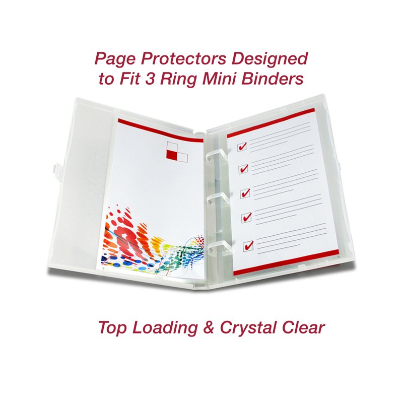 Mini Binder Page Protectors 5x8.5 Inch Pack of 20 for Scrapbooking & Archiving