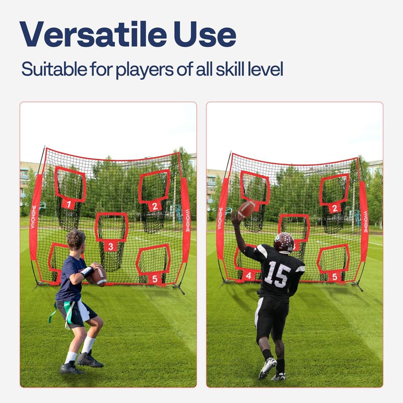 7x7 ft Football Practice Net with Targets - Throwing Accuracy Training Equipment