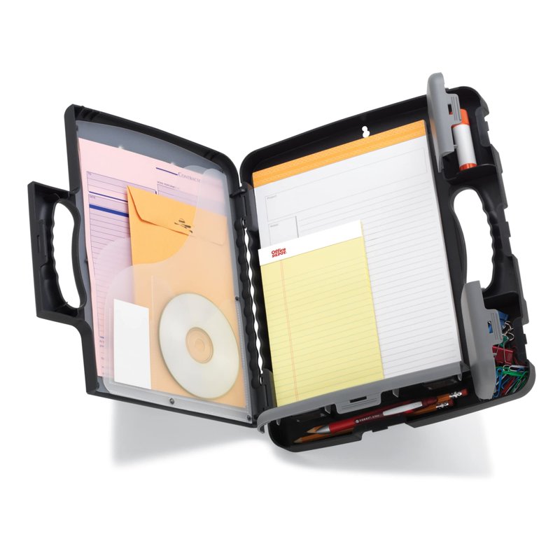 Portable Clipboard Storage Case with Multiple Filing Compartments - Charcoal