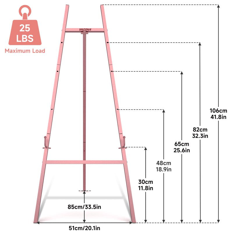 Adjustable Metal Easel Stand for Sign Display and Artwork - Heavy Duty, Foldable, Multiple Heights