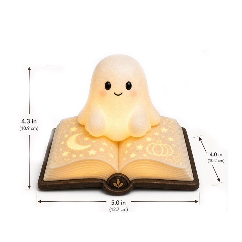 Halloween Ghost Book Lamp - Light Up Figurine Night Light for Home & Party Decor