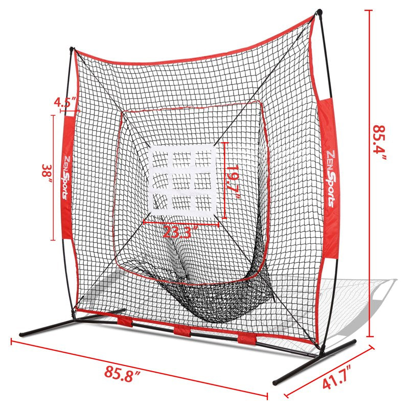 Portable Baseball Softball Practice Net with Strike Zone Target 7x7FT
