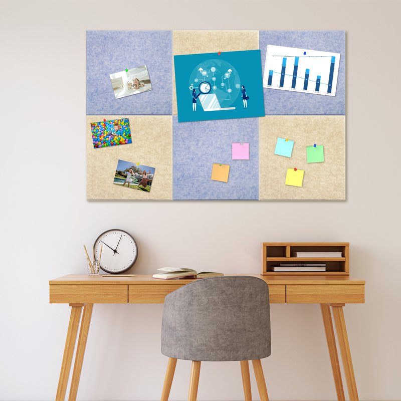 Large Felt Bulletin Board Tiles Set with Push Pins for Office Classroom Kitchen
