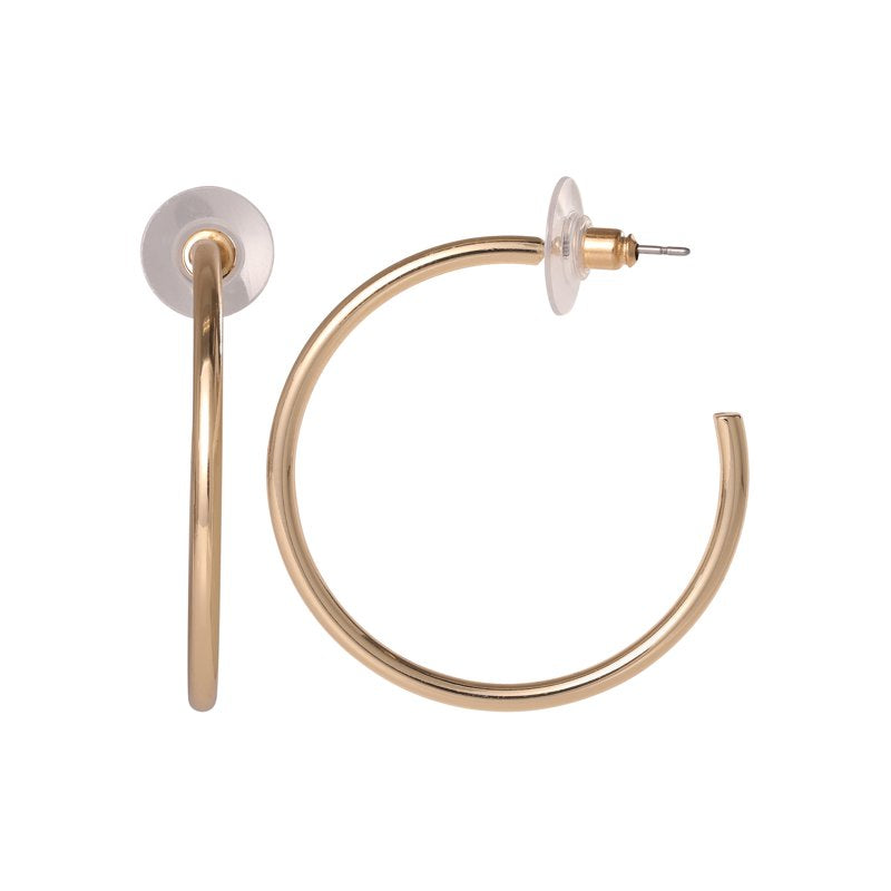 Gold-Tone Hoop Earrings with Cubic Zirconia Set for Women