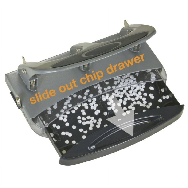 Deluxe 3-Hole Heavy-Duty Punch, 45-Sheet Capacity, See-Through Chip Drawer