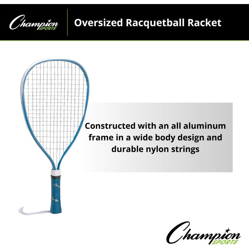 Oversized Racquetball Racket with Aluminum Frame and Leather Grip