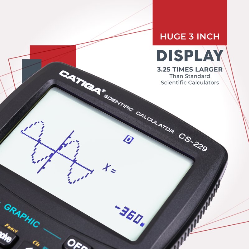 Scientific Graphing Calculator with Graphic Functions - Black, Pink, Solar, White Options