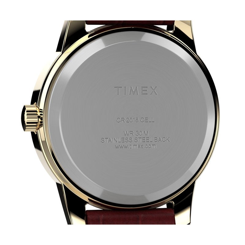 Women’s Dress Watch with Gold Tone Brass Case and Burgundy Leather Strap - 25mm