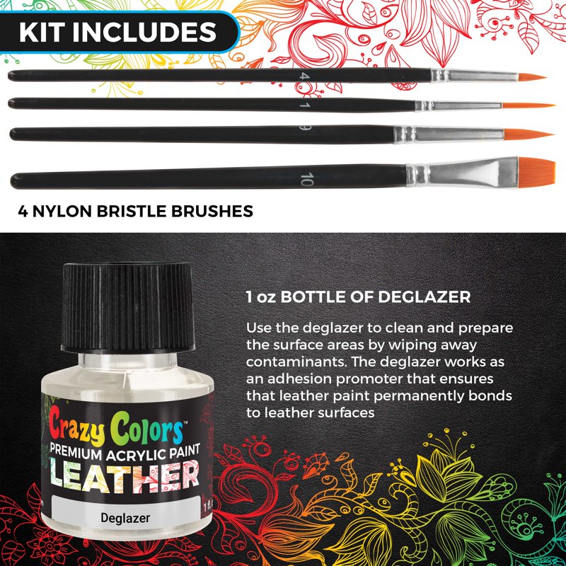 Leather and Shoe Paint Kit with 13 Colors, Brushes & Deglazer for Custom Shoes & Furniture