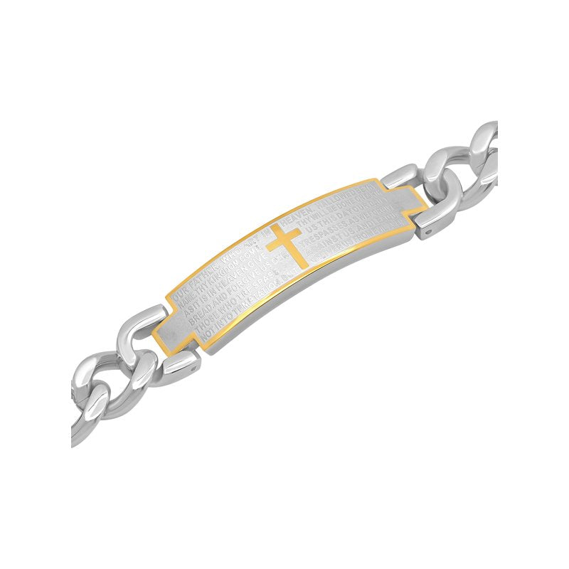 Men's Two-Tone Stainless Steel Lord's Prayer ID Bracelet - Durable Jewelry
