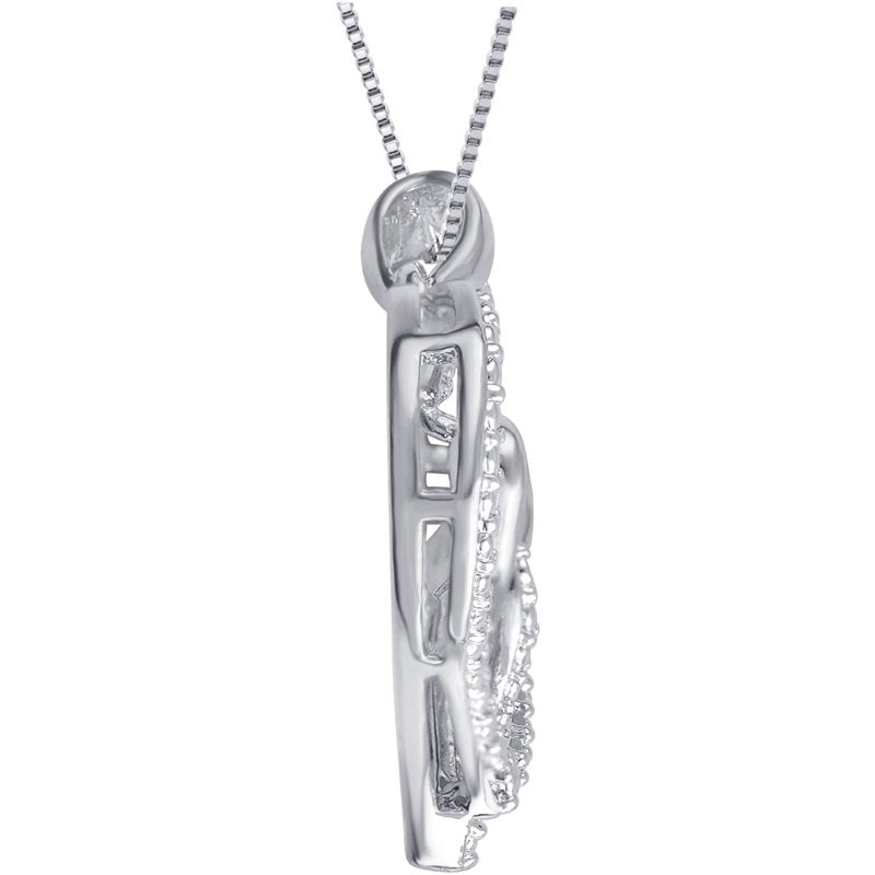 Diamond Accent Silver Heart Pendant Necklace with 18-Inch Chain