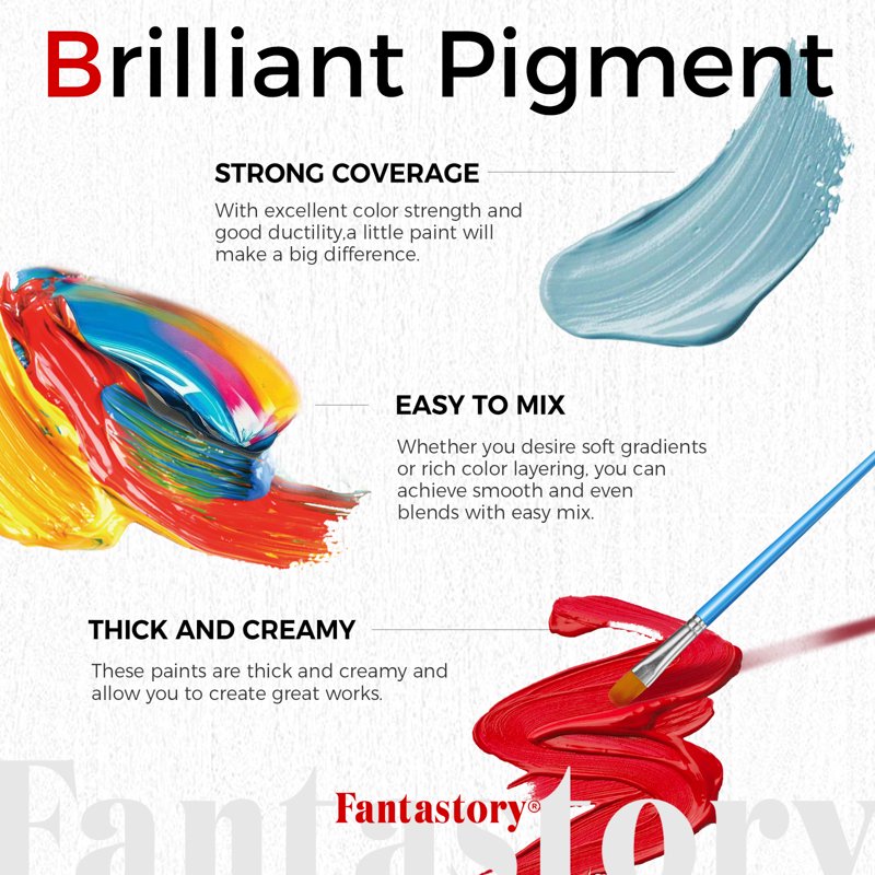 Acrylic Paint Set with 24 Vibrant Colors and 3 Brushes - Portable Craft Supplies