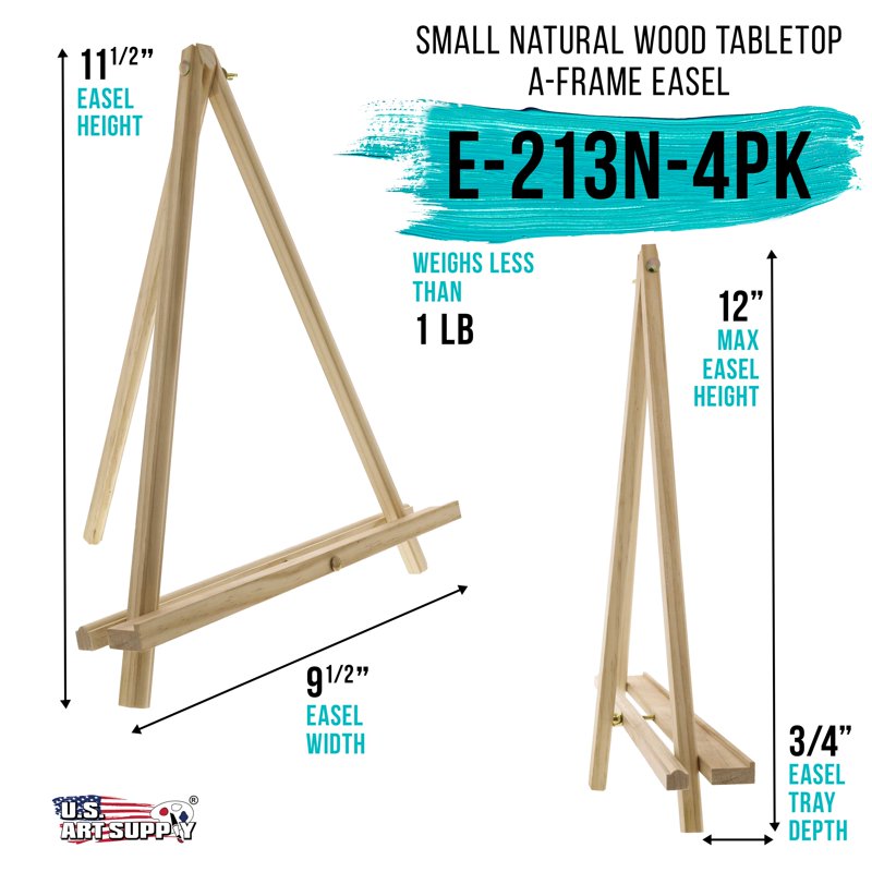 Adjustable Wooden Display Easel for Art & Displays - Pack of 4