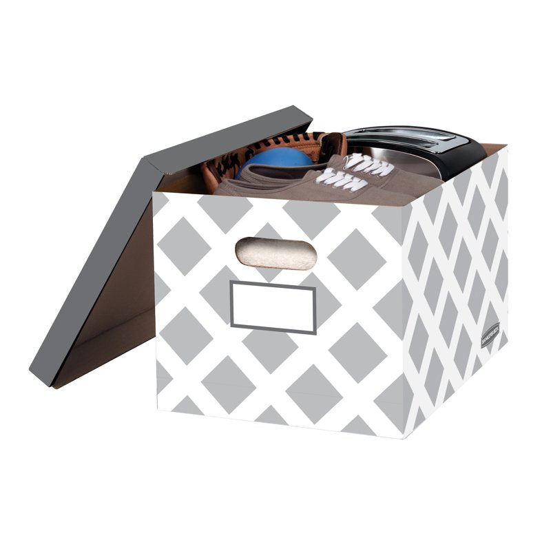 Decorative Letter and Legal File Box Set - Grey Diamond Design, 3-Pack