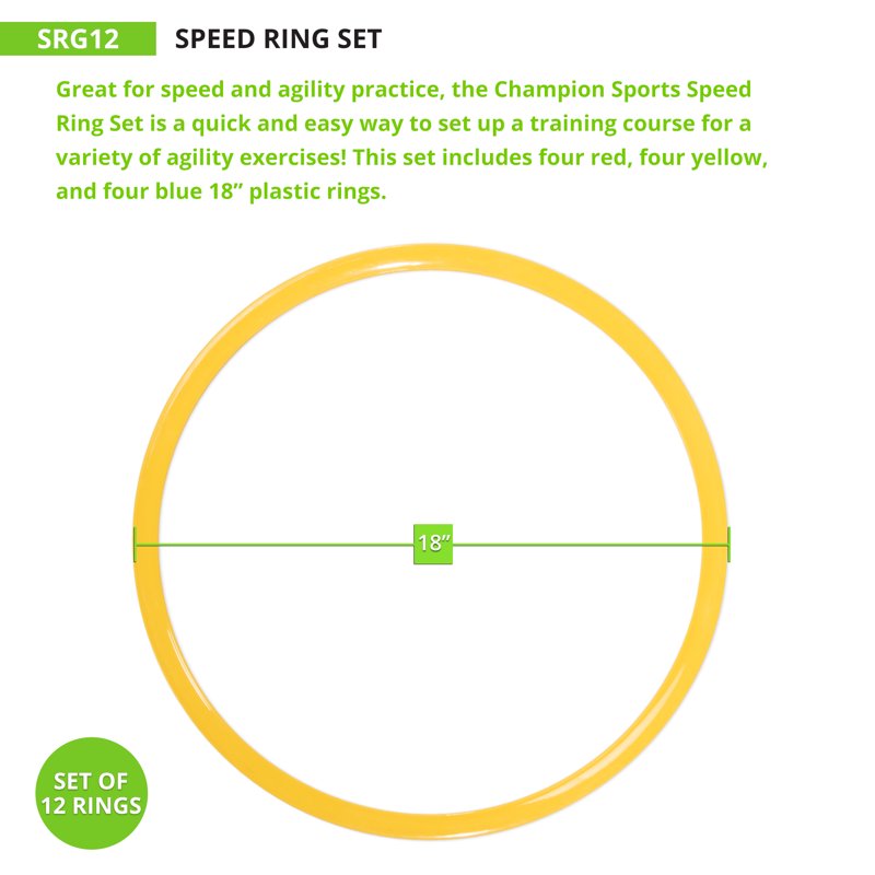 12-Pack 18" Multicolor Speed Rings for Agility Training