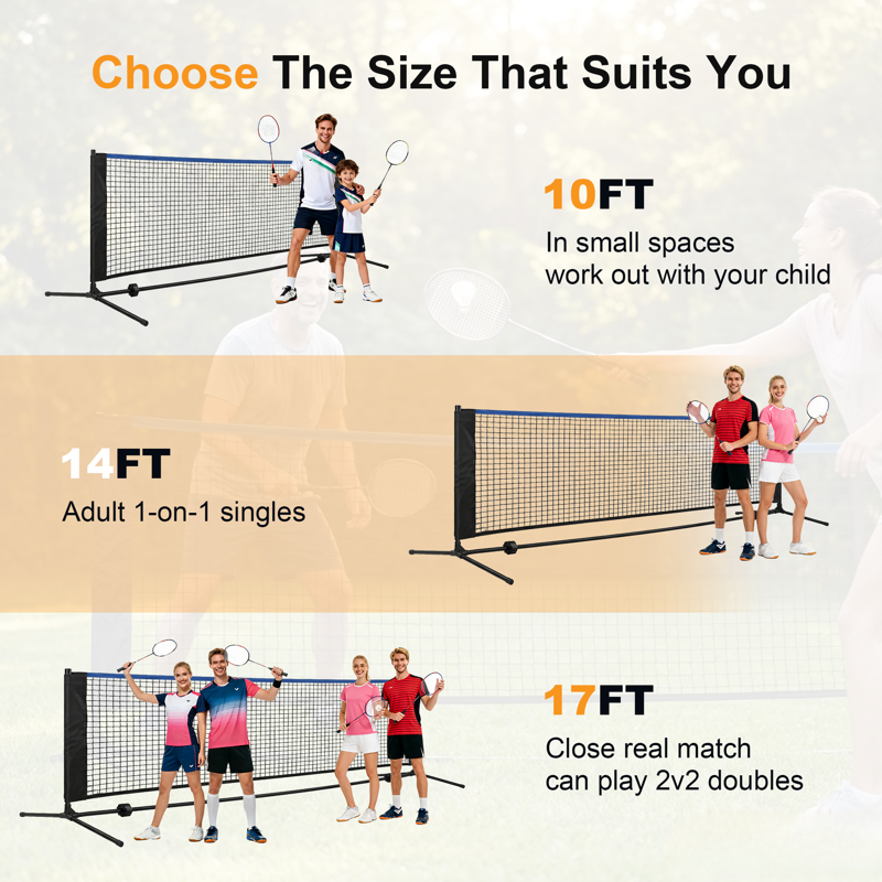 Adjustable Badminton Net with Carry Bag - Indoor & Outdoor Sports Equipment