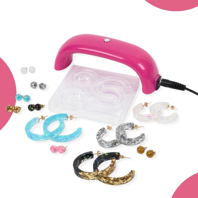 Jewelry-Making Kit with UV Resin Hoop & Stud Earrings - Multi-Color
