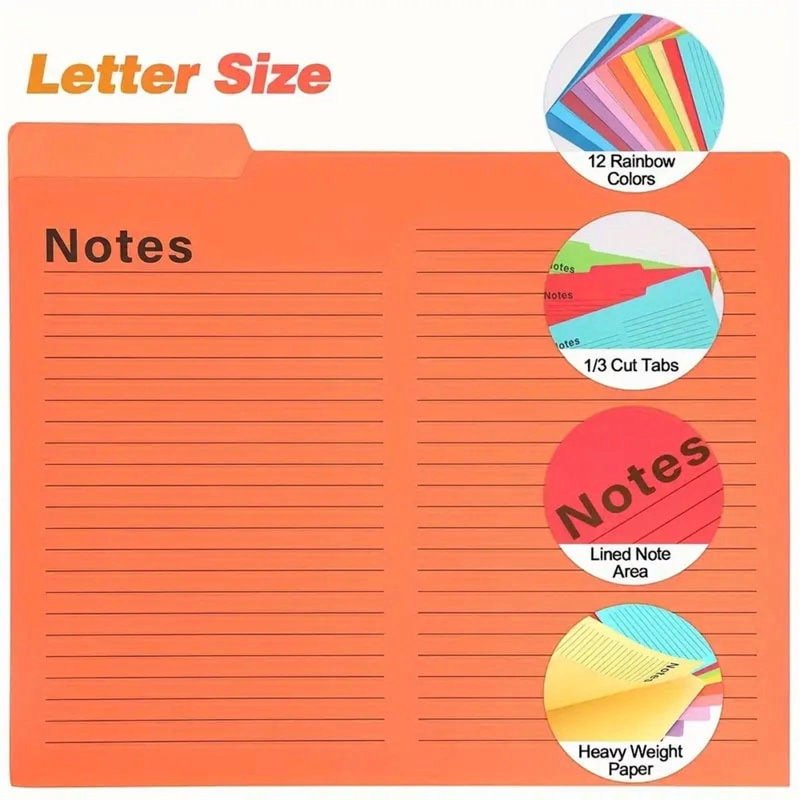 Colorful Office File Folders Set - 16 Pack, Expandable, Trisection Tabs