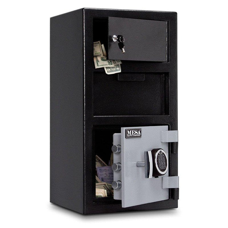 Cash Depository Safe 1.5 Cu. Ft. Steel Two Tone Black Gray Electronic Lock