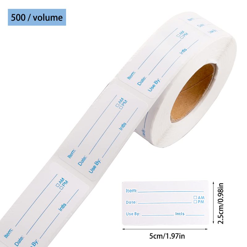 Removable Food Labels Stickers - 1000 Pieces, 1x2 Inch, Easy Write Food Organizer