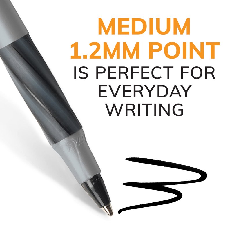Ballpoint Pen Set - Black, Medium Point 1.2mm, Bulk Pack of 12 or 36
