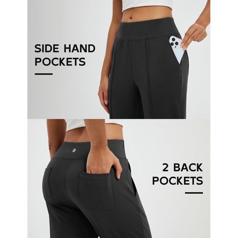 BALEAF Womens Travel Pants Stretch Golf Pants with Pockets - Black, XS