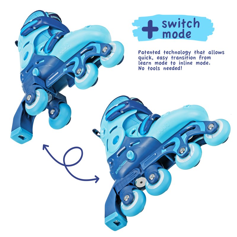 Kids Adjustable Inline & Roller Skate Combo with Protective Gear - Medium (13-3)