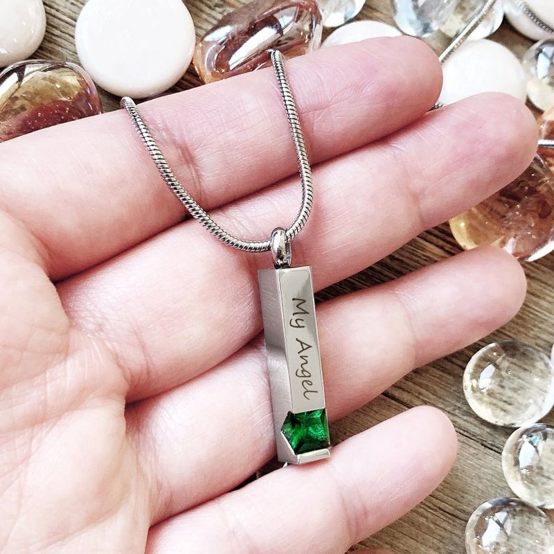 Personalized Cremation Jewelry Pendant with Birthstone - Keepsake Urn Necklace