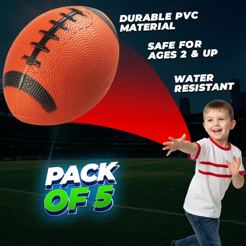 Mini Inflatable Footballs Set - 6 Inch Sports Toys for Kids & Toddlers, Indoor & Outdoor Play, 5 Pack