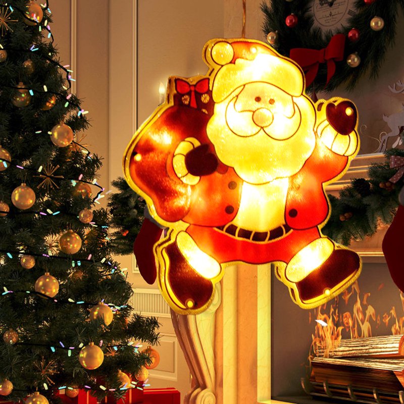 Battery Operated Christmas Window Hanging Lights with Suction Cups - Indoor Holiday Decor