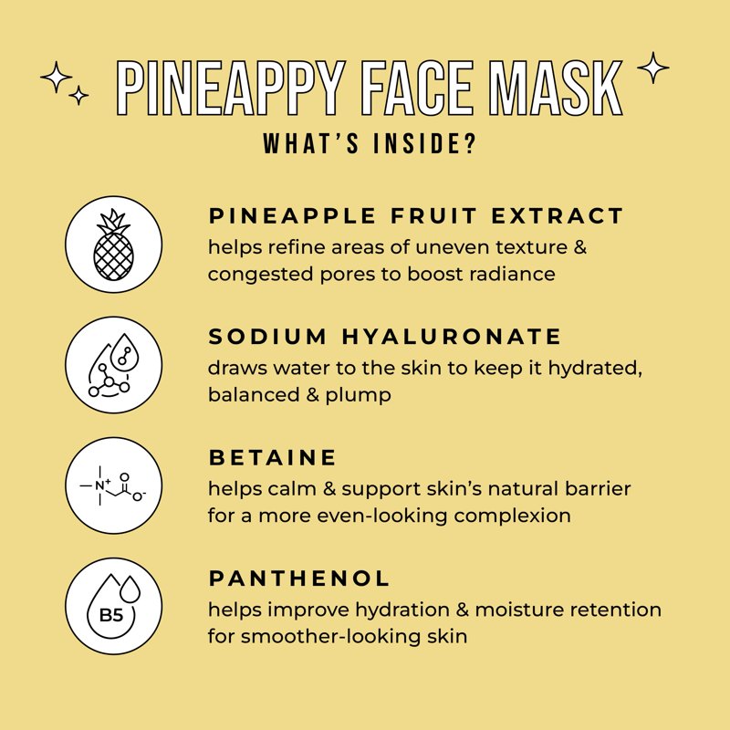 5 Pack Juicy Pineappy Exfoliating Pineapple Face Mask for All Skin Types
