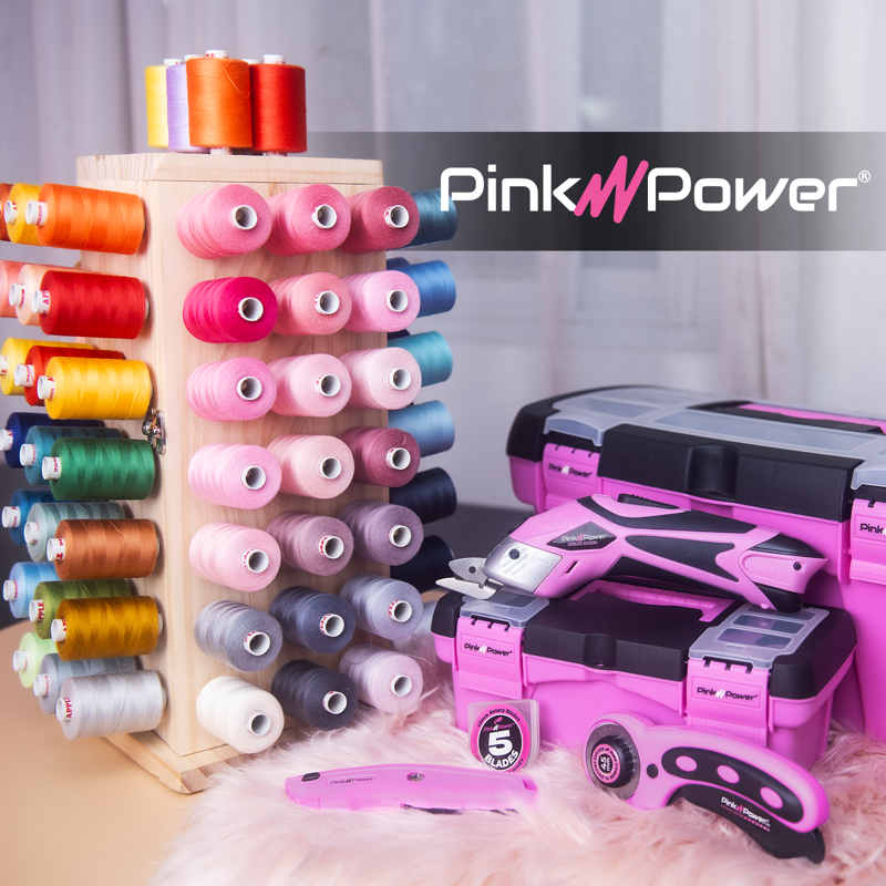 Wooden Thread Spool Organizer with 84 Rods & 360° Rotation - Sewing Accessories Stand