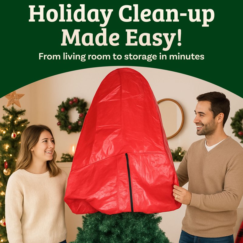 Christmas Tree Storage Bag for Up to 9 Ft Artificial Trees - Red