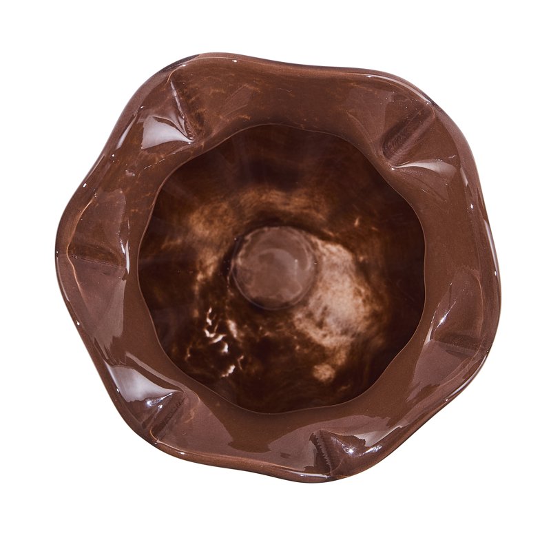 Brown Milky Glass Vase - 9 Inch Decorative Home Accent