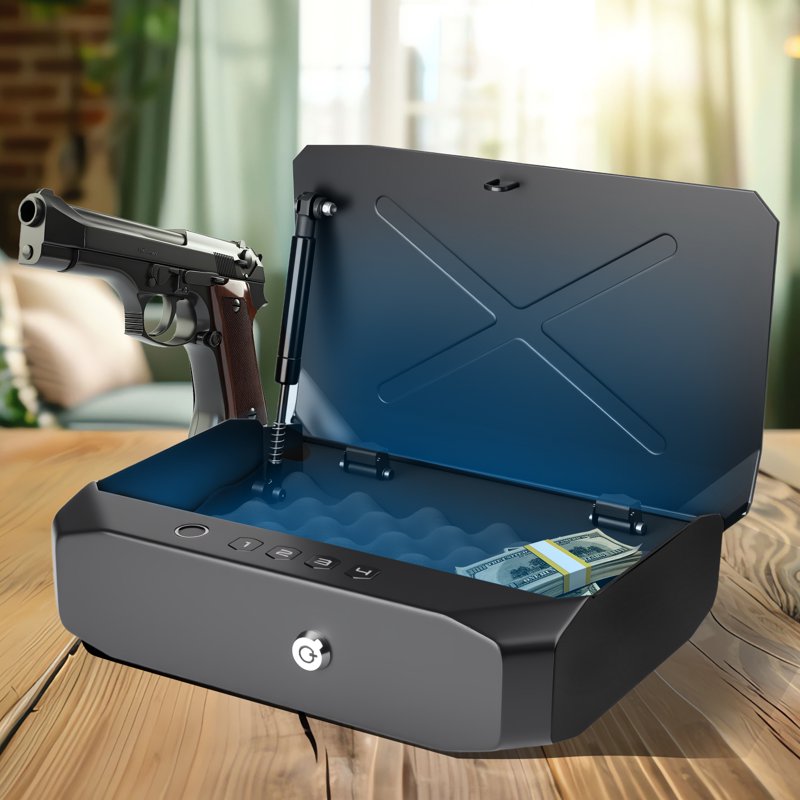 Biometric Fingerprint Gun Safe for Pistols & Valuables, 2-3 Revolvers Storage