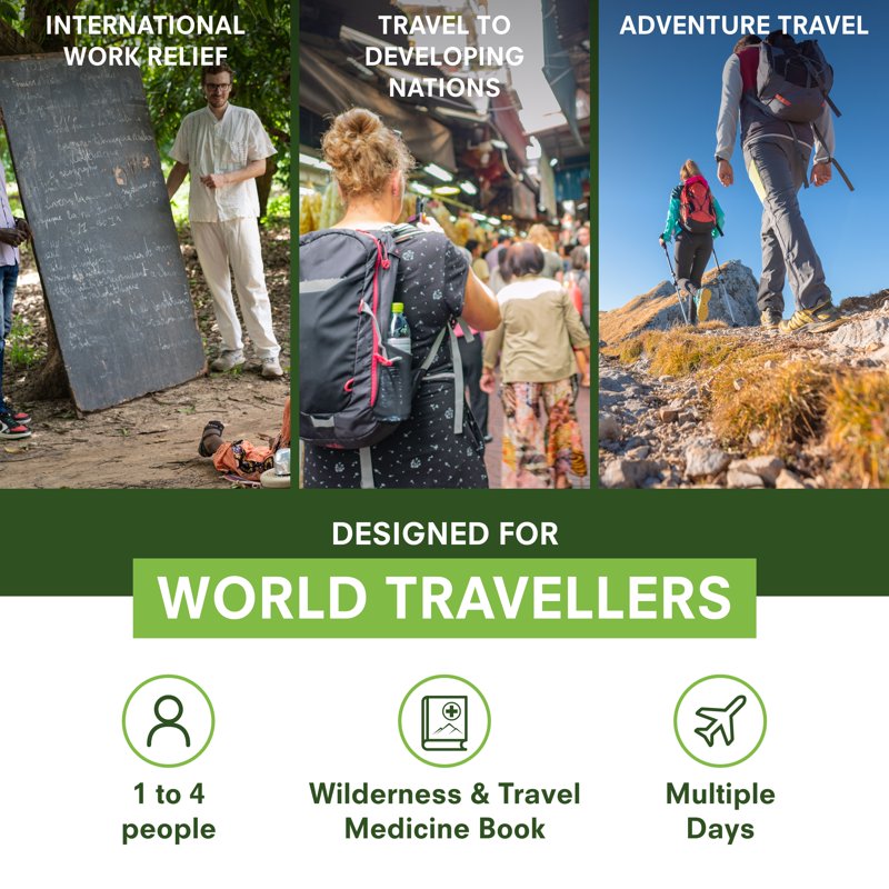 Travel First Aid Kit with Wound Care Supplies & Medications - Remote & Adventure Ready