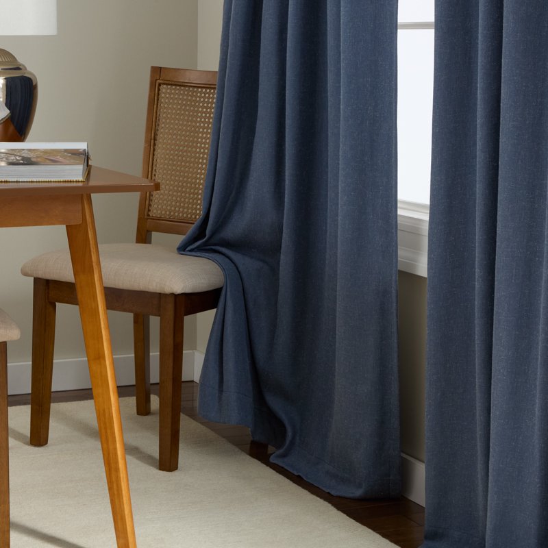 Blackout Linen Texture Indoor Curtains Set - Energy Efficient, Rod Pocket & Back Tab Options