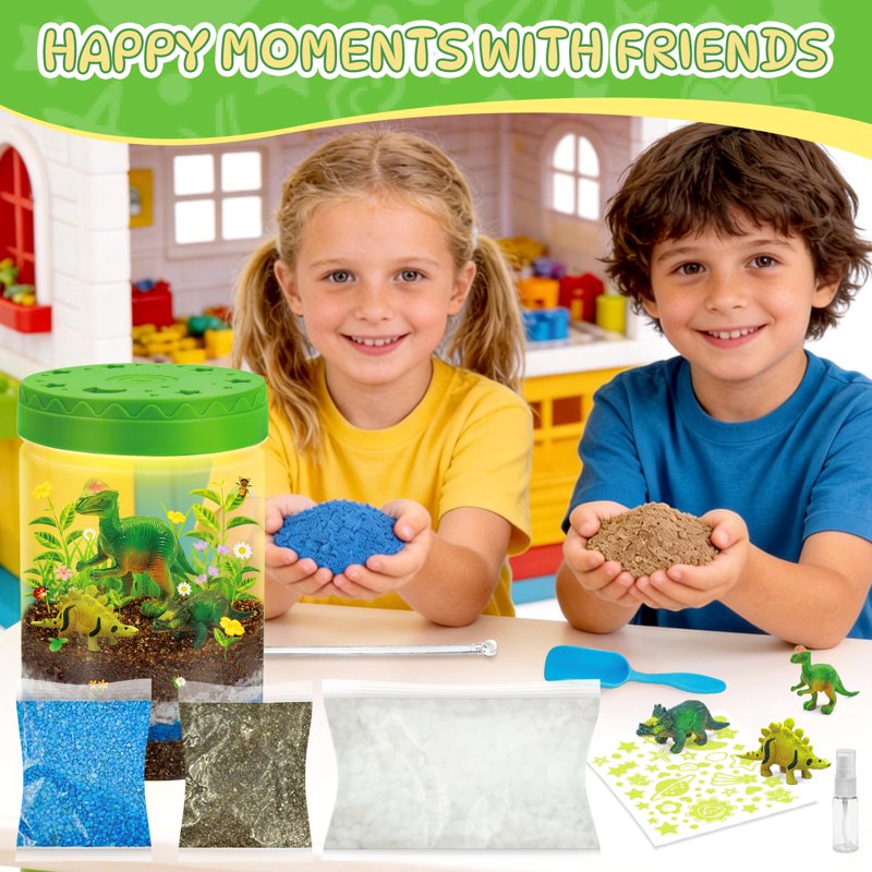 Dinosaur Terrarium Kit for Kids - Creative Grow & Glow Dino Craft Set, Gift for Ages 4-12