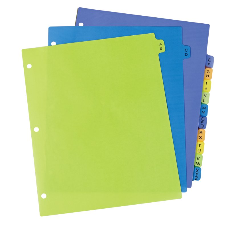Preprinted Plastic Divider Set with 12 Color-Coded Tabs for Organizing Documents